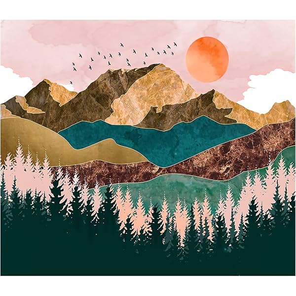 Krelymics Unframed Multicolor Sunset Tapestry, 150.1 x 130.1